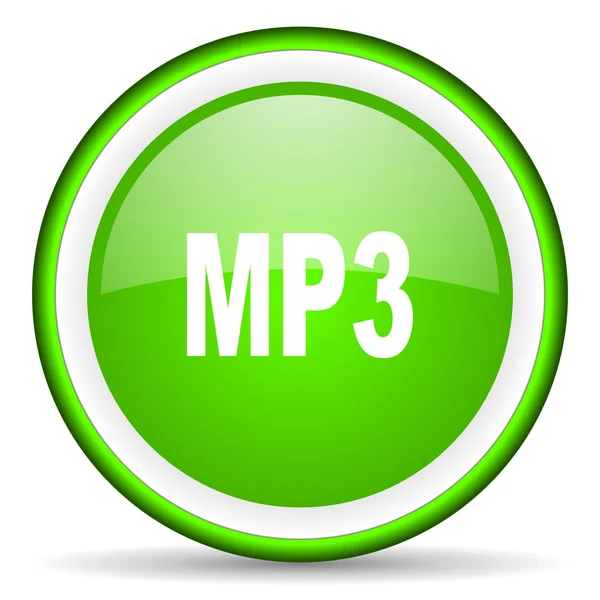 MP3 groene glanzende pictogram op witte achtergrond — Stockfoto