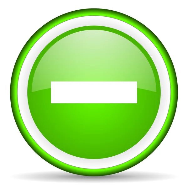 Minus groen glanzende pictogram op witte achtergrond — Stockfoto