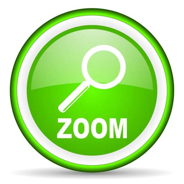 Zoom icône verte brillante sur fond blanc — Photo