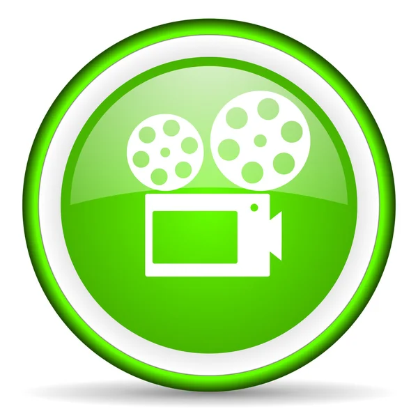 Cinema ícone brilhante verde no fundo branco — Fotografia de Stock