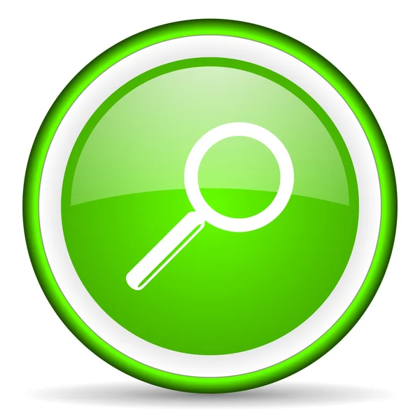 Search green glossy icon on white background — Stock Photo, Image