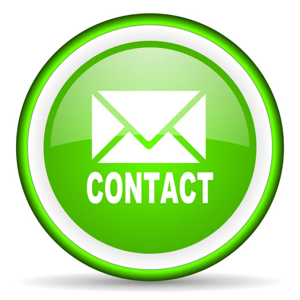 Contact green glossy icon on white background — Stock Photo, Image