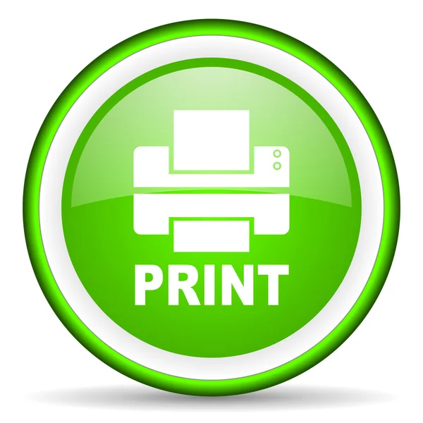 Imprimir ícone brilhante verde no fundo branco — Fotografia de Stock