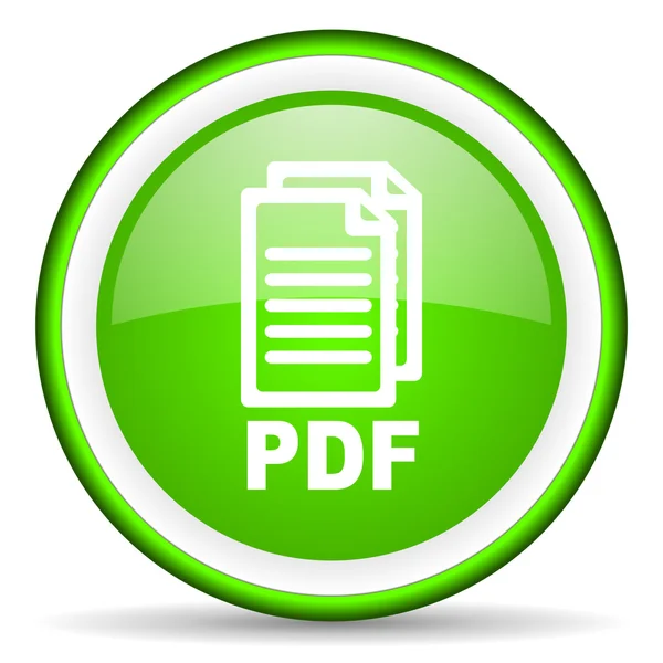 Pdf icono brillante verde sobre fondo blanco —  Fotos de Stock