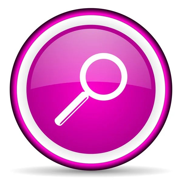 Zoek violet glanzende pictogram op witte achtergrond — Stockfoto