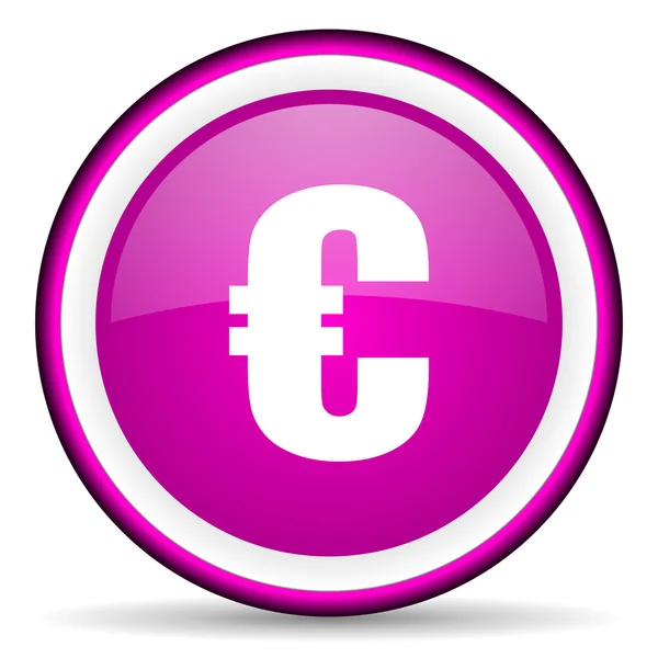 Euro violett glänzend Symbol auf weißem Hintergrund — Stockfoto