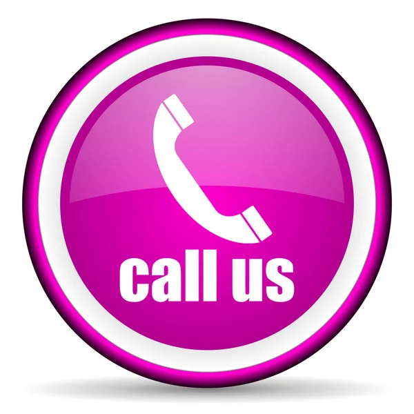 Call us violet glossy icon on white background — Stock Photo, Image