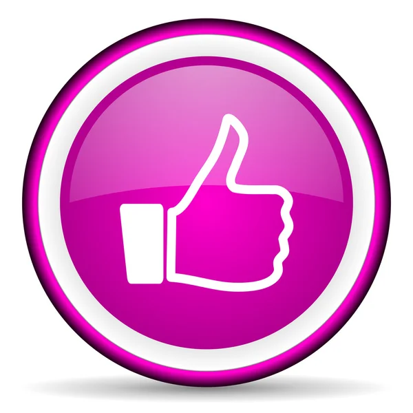 Thumb up violet glossy icon on white background — Stock Photo, Image