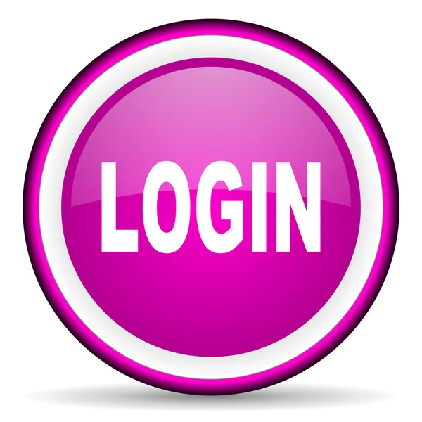 Login violet glossy icon on white background — Stock Photo, Image