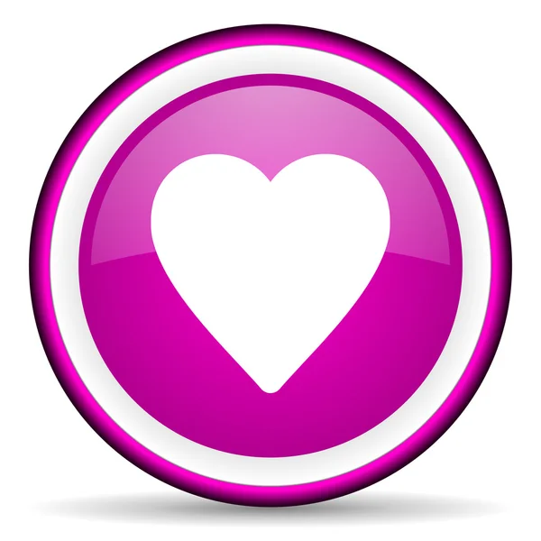 Heart violet glossy icon on white background — Stock Photo, Image