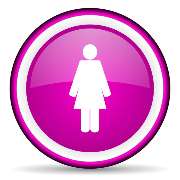 Женщина фиолетовый глянцевый значок на белом фоне — стоковое фото