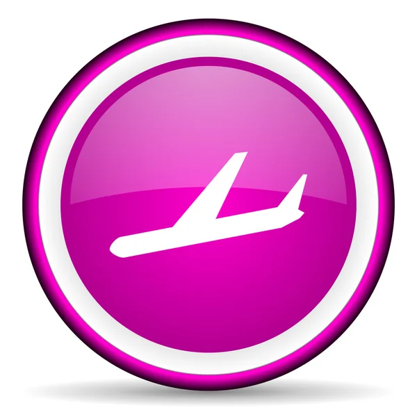 Avion violet pictogramă lucioasă pe fundal alb — Fotografie, imagine de stoc