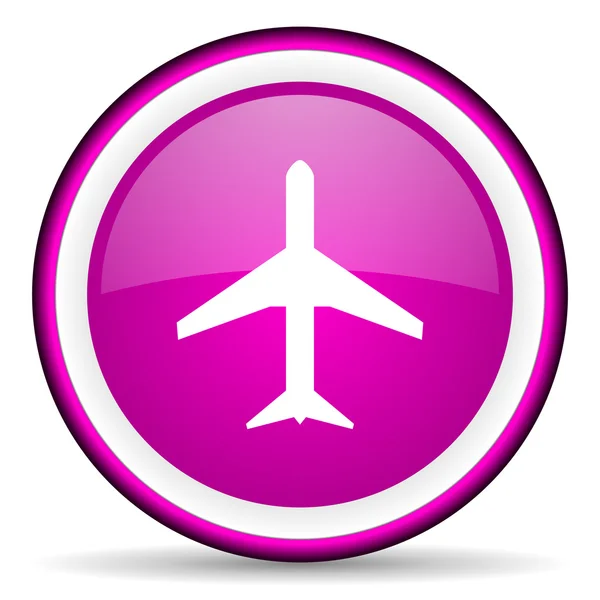 Airplane violet glossy icon on white background — Stock Photo, Image