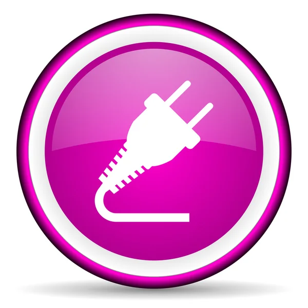 Plug violet glossy icon on white background — Stock Photo, Image