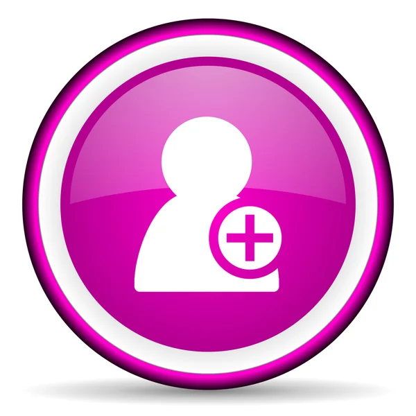 Añadir contacto violeta icono brillante sobre fondo blanco —  Fotos de Stock
