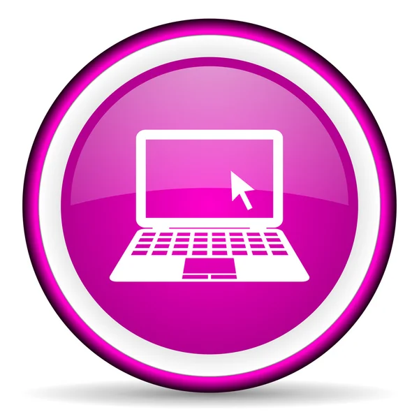 Laptop violet glanzende pictogram op witte achtergrond — Stockfoto