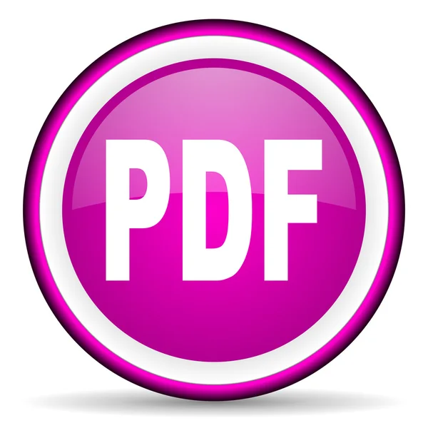 Pdf violet glossy icon on white background — Stock Photo, Image