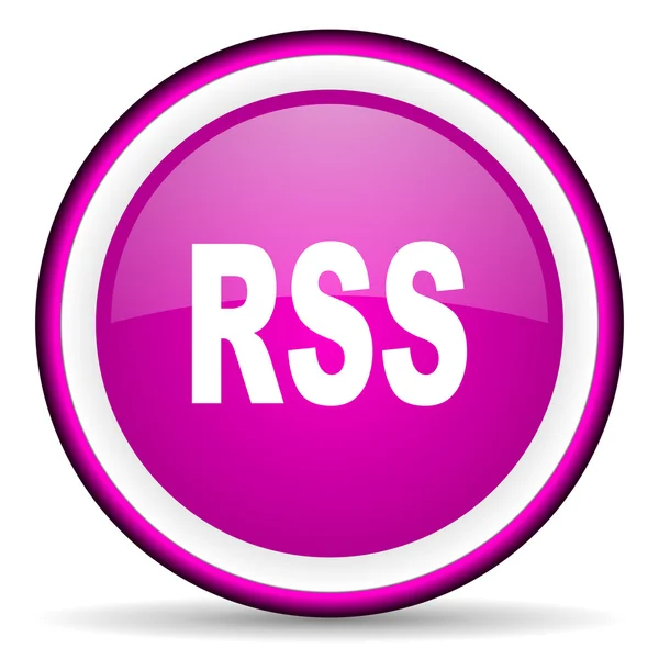 Rss фіолетовий глянсовий значок на білому тлі — стокове фото