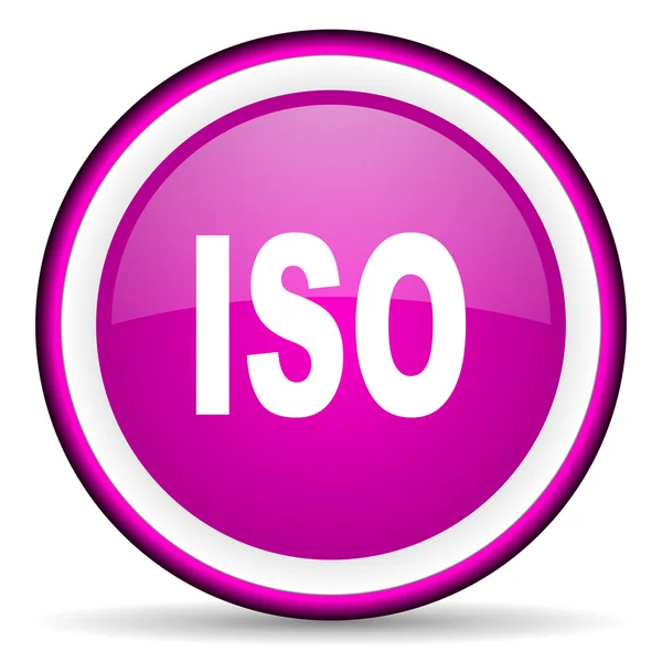 ISO fialový lesklý ikona na bílém pozadí — Stock fotografie