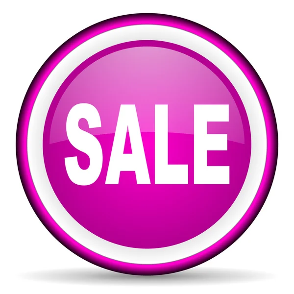Försäljning violett glänsande ikonen på vit bakgrund — Stockfoto