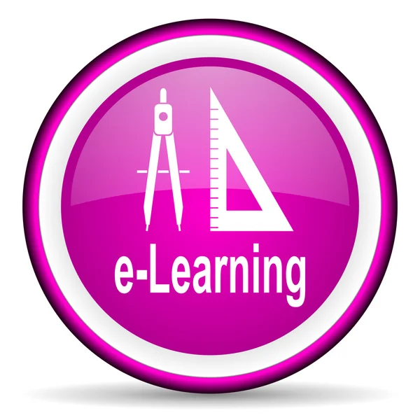 E-learning фиолетовый глянцевый значок на белом фоне — стоковое фото