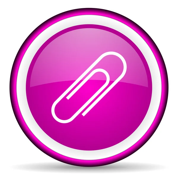Paper clip violet glossy icon on white background — Stock Photo, Image