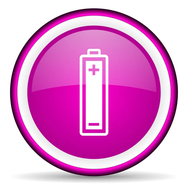 Battery violet glossy icon on white background — Stock Photo, Image
