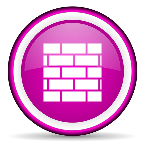 Firewall icona lucida viola su sfondo bianco — Foto Stock