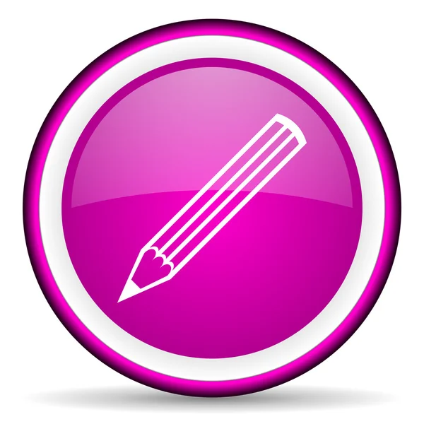Pencil violet glossy icon on white background — Stock Photo, Image