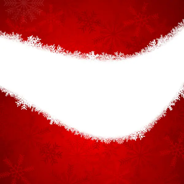 Červené vánoční přání se sněhovými vločkami — Stock fotografie