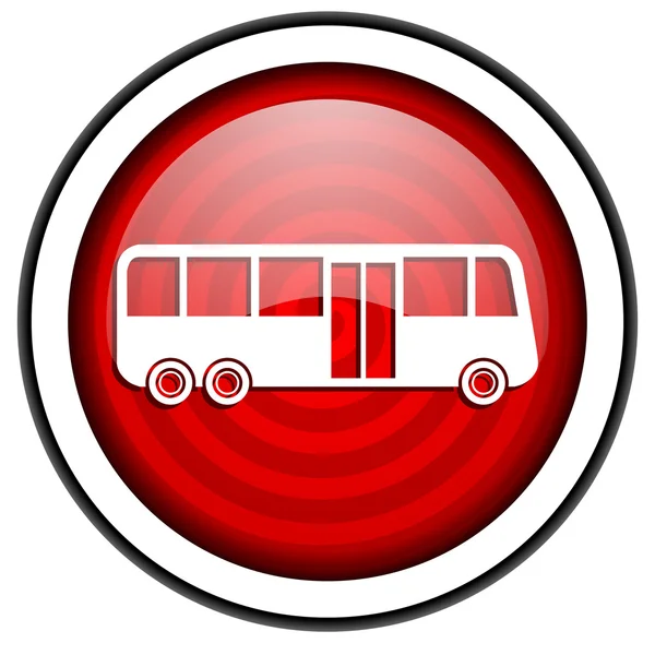 Bus red glossy icon isolated on white background — Stock Photo, Image