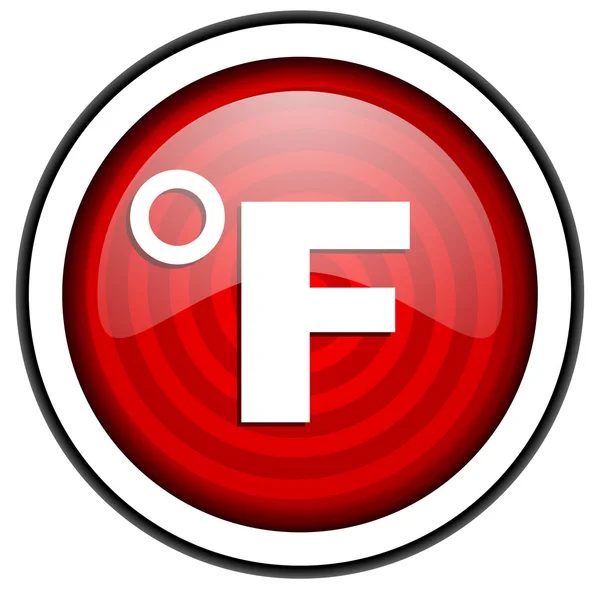 Fahrenheit icona lucida rossa isolata su sfondo bianco — Foto Stock