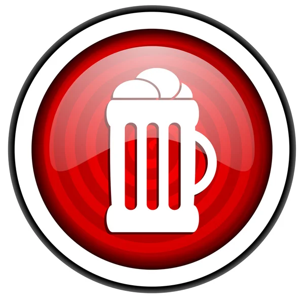 Piwo czerwony ikona na białym tle — Zdjęcie stockowe