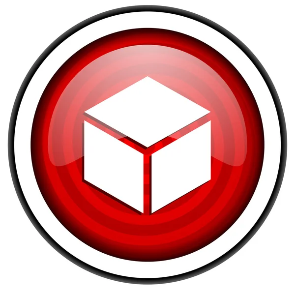 Glanzende pictogram vak rode geïsoleerd op witte achtergrond — Stockfoto