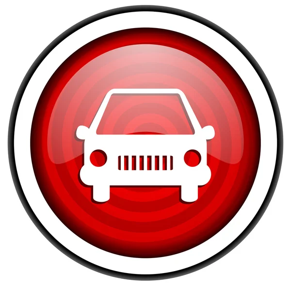Carro ícone brilhante vermelho isolado no fundo branco — Fotografia de Stock