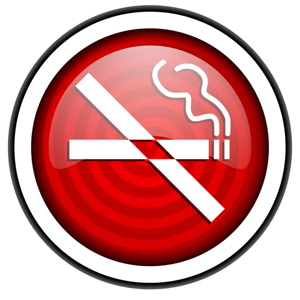 Geen rookvrije rode glanzende pictogram geïsoleerd op witte achtergrond — Stockfoto