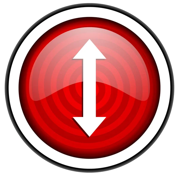 Mover seta ícone brilhante vermelho isolado no fundo branco — Fotografia de Stock