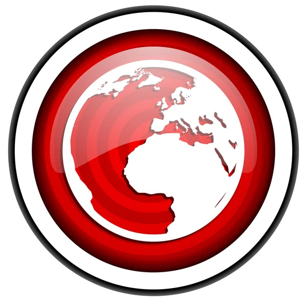 Terra icona lucida rossa isolata su sfondo bianco — Foto Stock