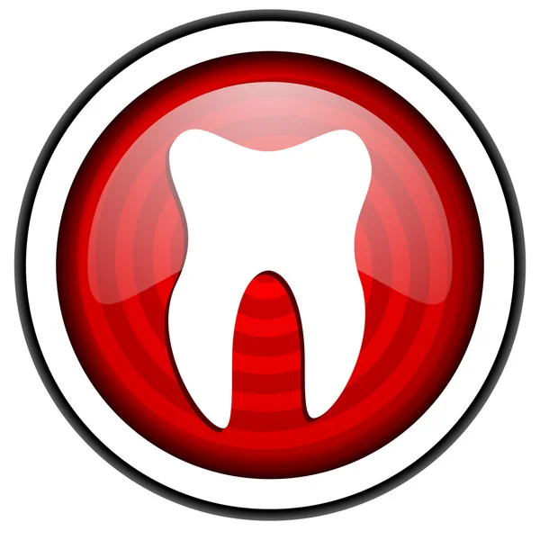Zub červené lesklé ikona izolovaných na bílém pozadí — Stock fotografie