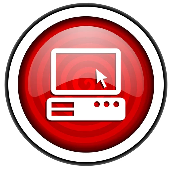 Glanzende pictogram PC rode geïsoleerd op witte achtergrond — Stockfoto