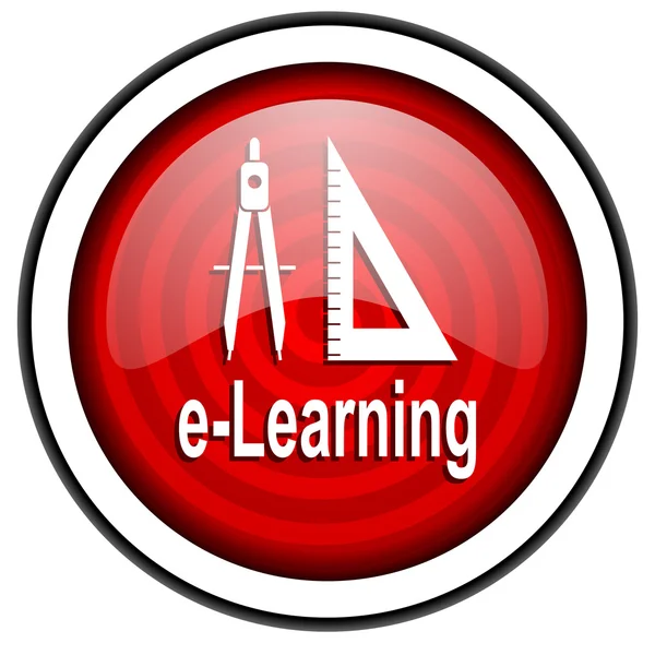 E-learning icono brillante rojo aislado sobre fondo blanco —  Fotos de Stock