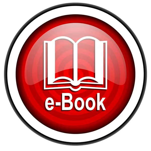 E knihy červené lesklé ikonu izolovaných na bílém pozadí — Stock fotografie