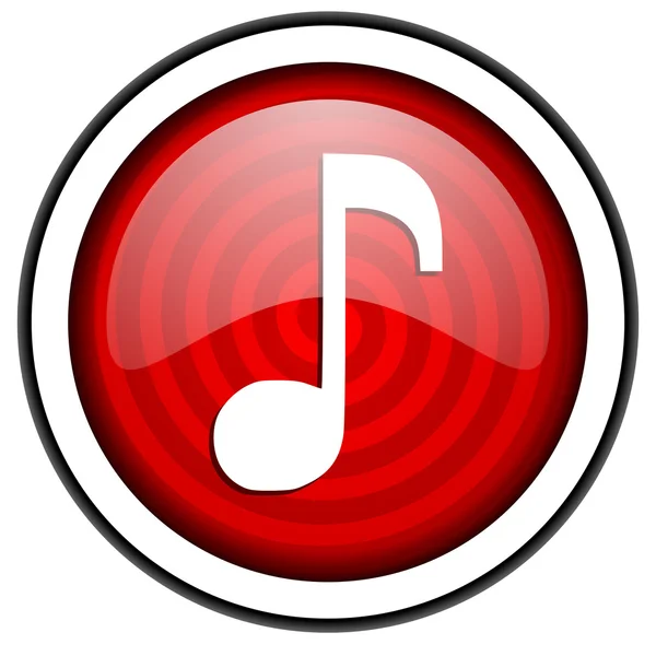 Glanzende pictogram muziek rood geïsoleerd op witte achtergrond — Stockfoto