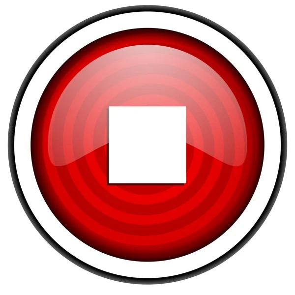 Przystanek czerwony, błyszczący ikona na białym tle — Zdjęcie stockowe