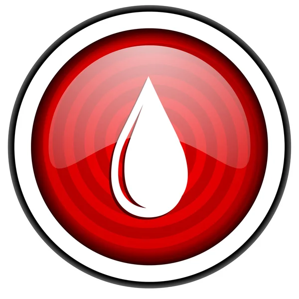 Water drop rode glanzende pictogram geïsoleerd op witte achtergrond — Stockfoto