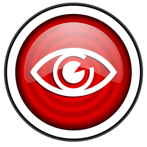 Occhio icona lucida rossa isolata su sfondo bianco — Foto Stock