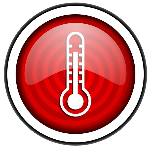 Θερμόμετρο κόκκινο γυαλιστερό εικονίδιο που απομονώνονται σε λευκό φόντο — Φωτογραφία Αρχείου