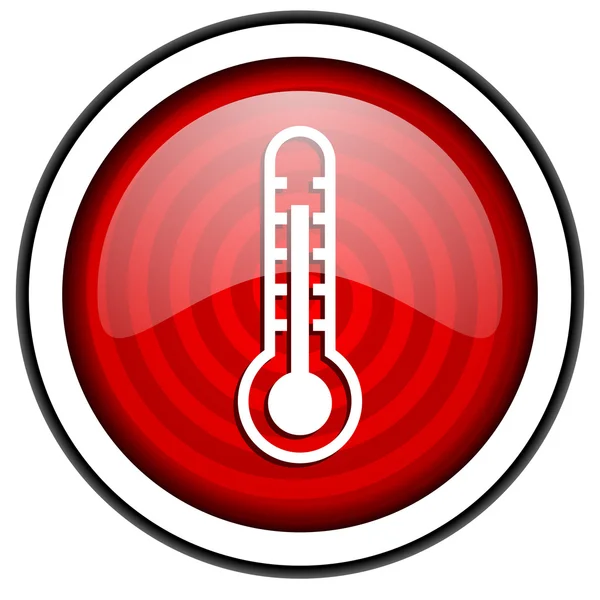 Thermometer rot glänzend Symbol isoliert auf weißem Hintergrund — Stockfoto