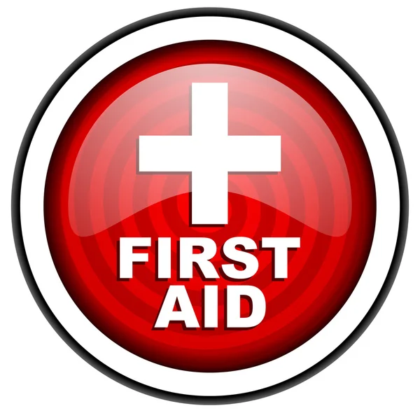 First aid red glossy icon isolated on white background — Stock Photo, Image