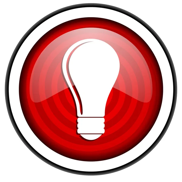 Lâmpada ícone brilhante vermelho isolado no fundo branco — Fotografia de Stock